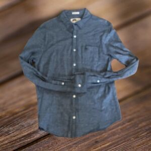 Original Penguin Mens Size Medium Heritage Slim Fit Button Front Shirt Blue